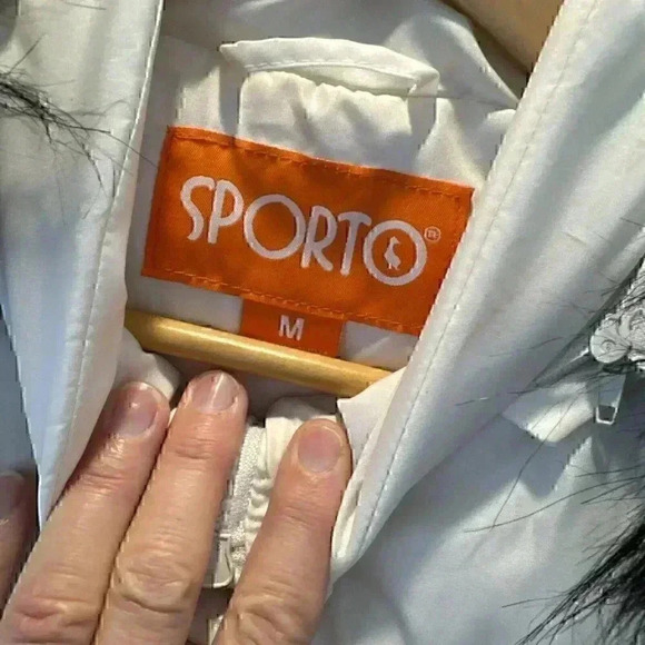 Sporto Women’s Puffer Vest Cream Faux Fur Trim Hooded Drawstring Size Medium NWT - Picture 5 of 13